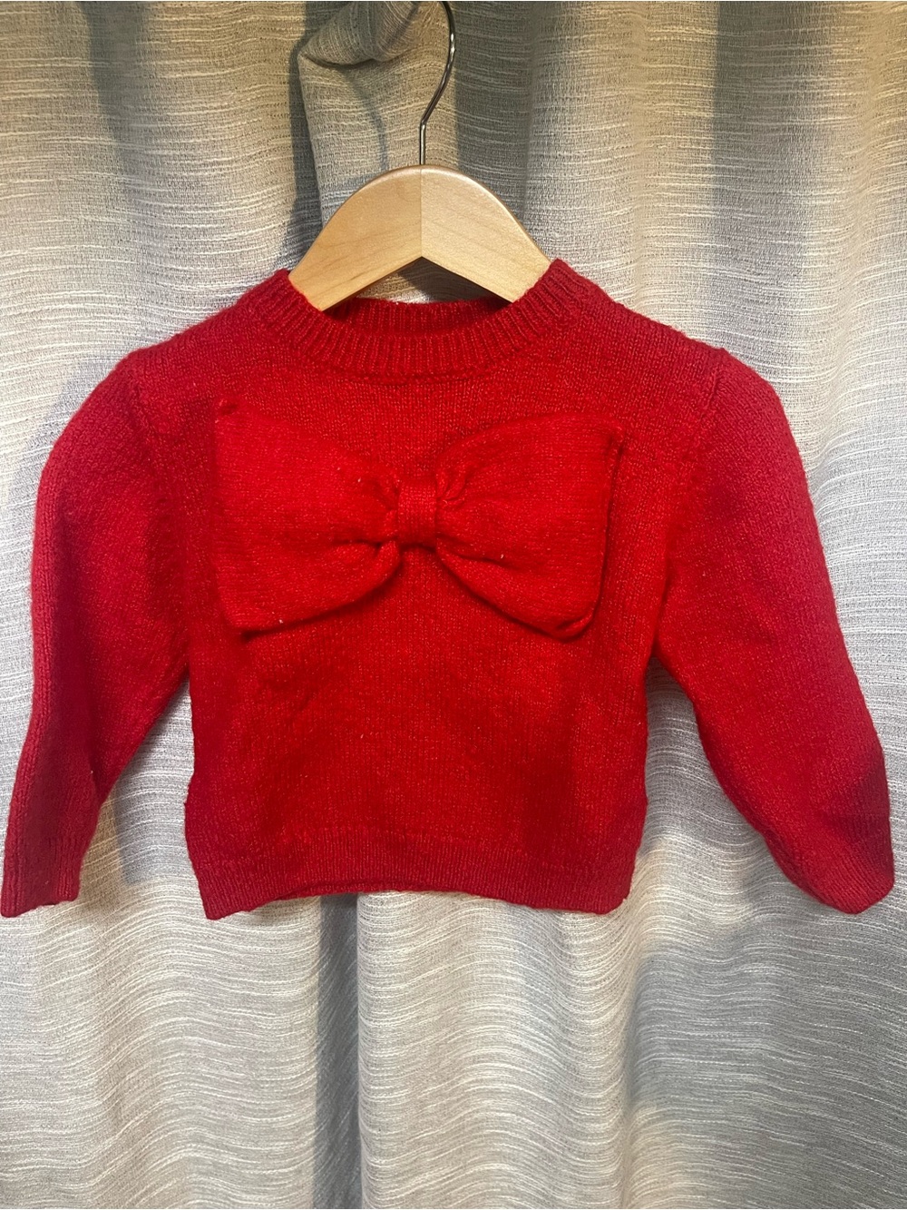 Zara Girls Red Knit Sweater with Front Bow
